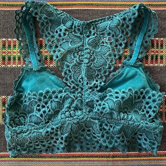 AERIE Eyelet Lace Floral Bralette Racerback Boho - Picture 2 of 5